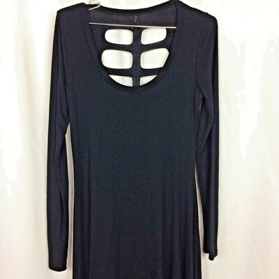 Solenrio Dress Black Jersey Skeleton Back Cut out Asymmetrical High Low M  Goth | eBay