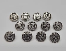 12 pcs ALOHA HAWAII Crest Antique Silver Plastic Craft Sewing Shank Buttons 15mm