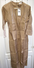 women's NEW NWT TAN DRESS size USA 6 LONG SLEEVE LOW CUT work wear NICE!