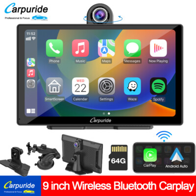 Carpuride Car Stereo Radio Apple Carplay Android Auto 9'' Wireless 2.5K Dash Cam