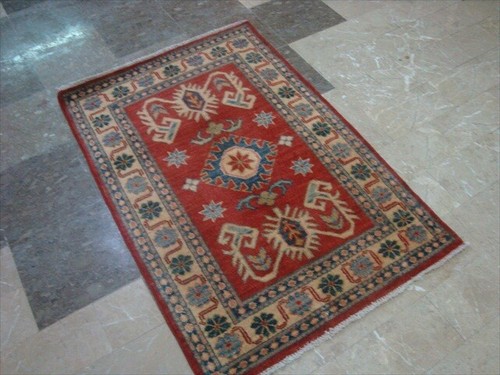 Alfombra Kazak Caucasion Veg Teñida Lana Ghazni Alfombra Anudada a Mano (4.0 x 2.8)' - Imagen 8 de 9