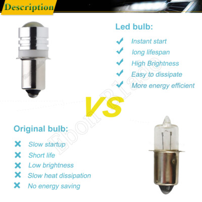 2 Pack P13.5S LED Bulbs - Bright 320LM COB Upgrade For Flashlights, Lanterns & Torches (3V, 0.12W, 6000K White) - Super Energy Efficient - View #2