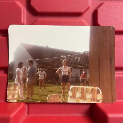 Family Outing Volleyball Game 4 7/8 x 3 1/2 Found Home Photograph Vintage 1981