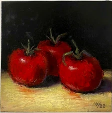 Original Oil Painting Still Life Impressionism Realism Tomatoes 6 x 6" Vegetable