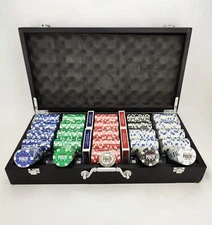 WSOP Professional 500 11.5 gram Poker Chip Set Wood Case Black New