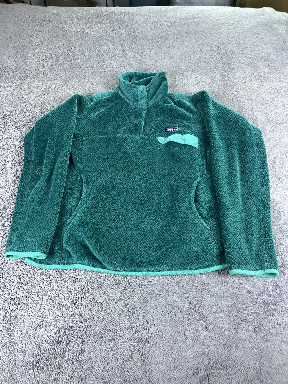 Patagonia Womens Emerald Green Thermal Pro Fleece Snap Top Size Small