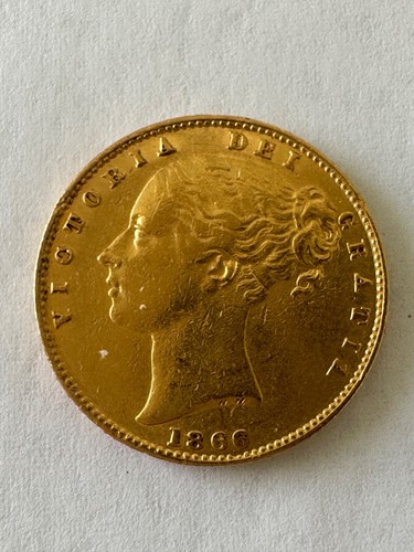 1866 Shield Gold Sovereign Die No 76 - Picture 7 of 11