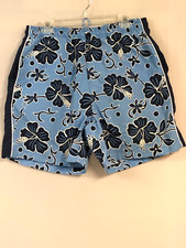St. John's Bay Shorts Men's Large Blue Floral Drawstring Waist Swim Trunk
