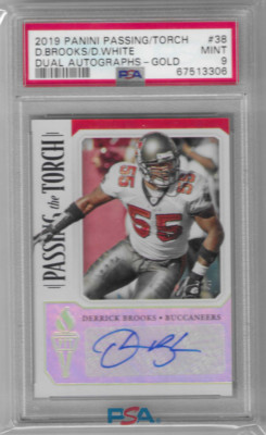 DERRICK BROOKS DEVIN WHITE 2019 PASSING THE TORCH AUTO RC /5 PSA 9 POP 1 BUCS