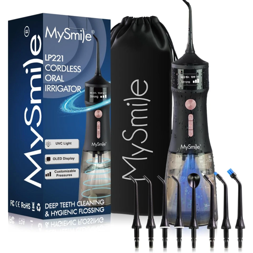 MySmile LP221 irrigador oral portátil inalámbrico con hilo dental de agua con luz UVC Foto 3 de 4