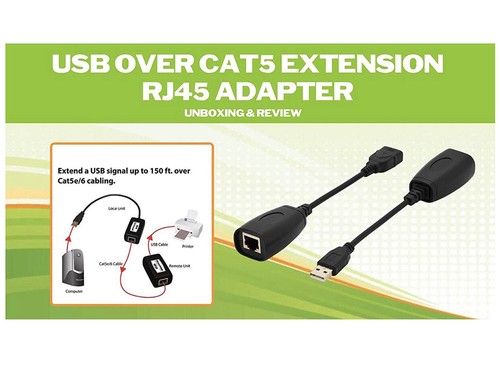 USB Extension Ethernet RJ45 Cat5e/6 Cable LAN Adapter Extender Over Repeater Set - Picture 2 of 3