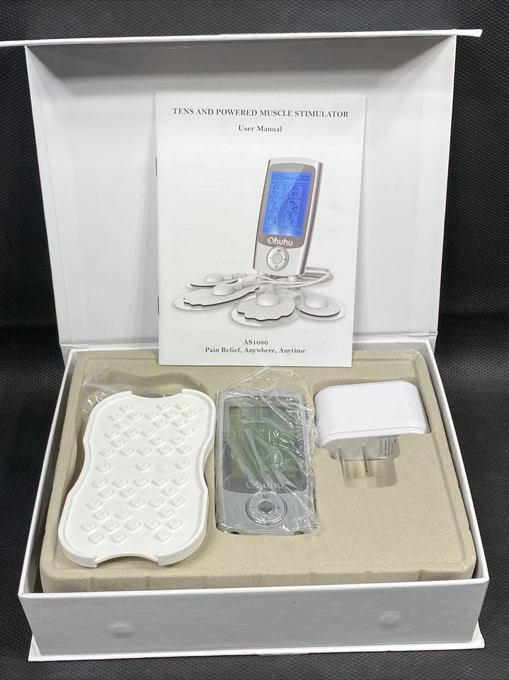 Unidad independiente de doble canal TENS EMS de Ohuhu AS8012 TENS y estimulador muscular Foto 2 de 4
