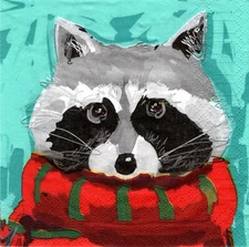 (2) Paper Beverage Napkins for Decoupage/Mixed Media - Ricky Raccoon