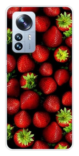 Printed silicone case compatible with Xiaomi Mi 12 Pro Strawberries