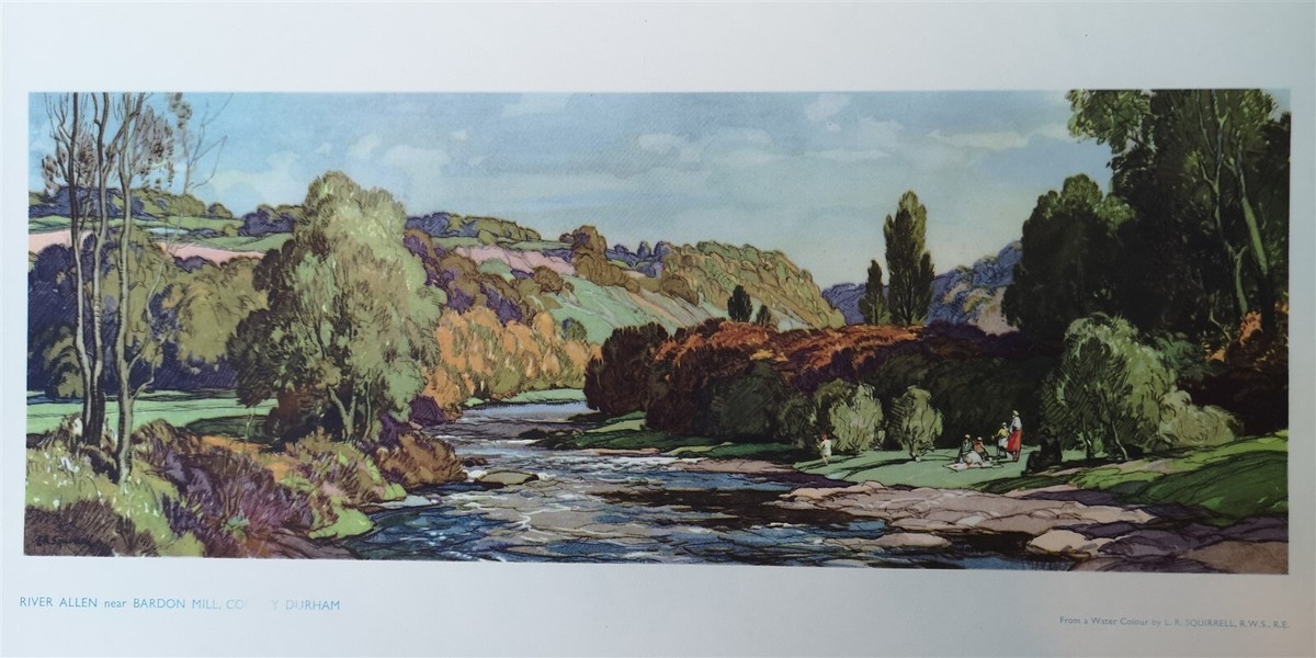 ALLENDALE BARDON MILL ORIGINAL BR LNER RAILWAY CARRIAGE PRINT 1950s  SQUIRRELL
