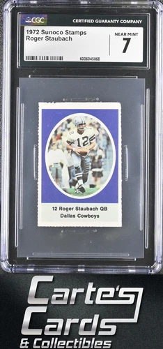 Roger Staubach 1972 Sunoco Stamps #NNO Dallas Cowboys Rookie Hall of Fame CGC 7