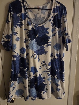 Lula Roe Blue And White  Floral Tunic Size 3xl