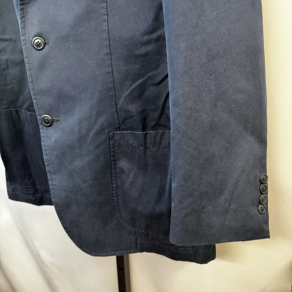 Chaqueta Blazer Deportiva Ermenegildo Zegna Italia Hombres 52L (US 44L) Azul Marino Caqui Algodón Foto 4 de 4