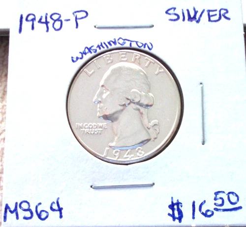 1948 PHILADELPHIA SILVER WASHINGTON QUARTER IN UNCIRCULATED MINT STATE CONDITION
