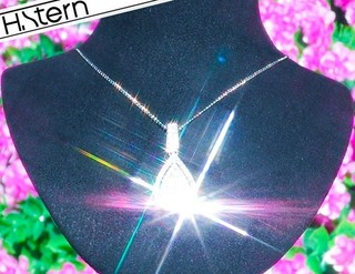 H.STERN Diamond Necklace 14K Gold 2.93ct VINTAGE Diamond Pendant Pear Estate NR