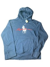 Polo Ralph Lauren Big Pony Logo Fleece Hoodie Sweatshirt Mens Navy - LARGE