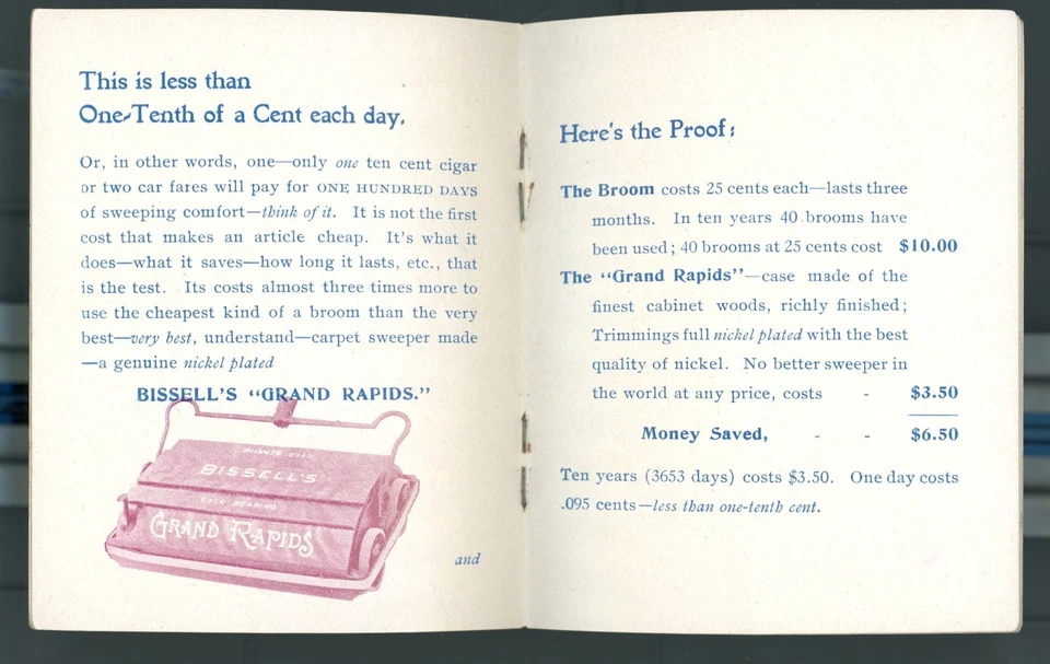 Circa 1915 vintage Bissell's Sweeper booklet - The early sweeper for women. - Image 4 of 4