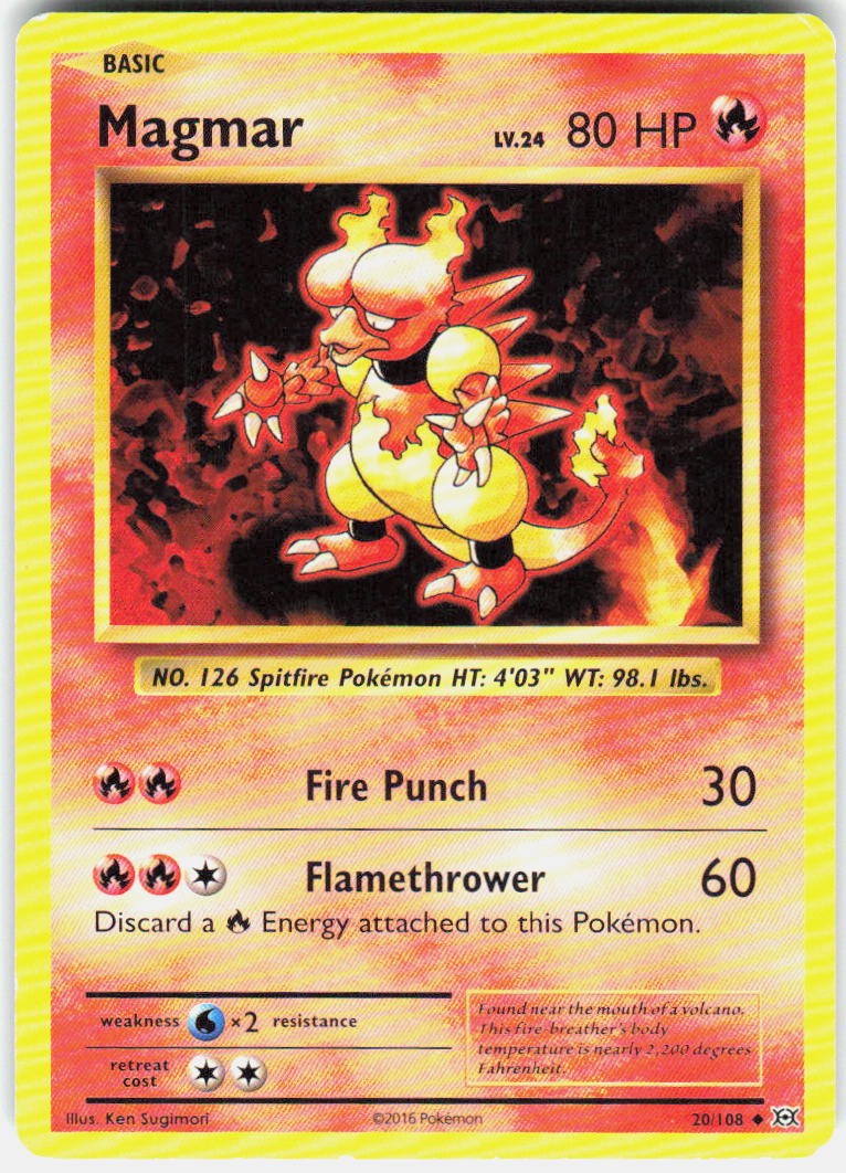 Magmar 20/108 Uncommon Evolutions Pokemon Moderately Played