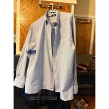 Mens XL Light Blue Oxford Button Down Shirt Wrinkle Free Long Sleeve 17.5