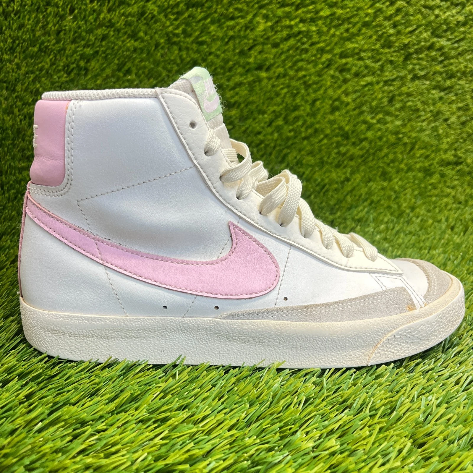 Nike Blazer Mid '77 Ragazza Taglia 6Y Bianco Rosa Scarpe Sportive Pelle Sneakers