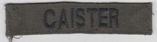 US Army Name Breast Tape Patch Insignia Uniform OD Green BDU Camo CAISTER Worn