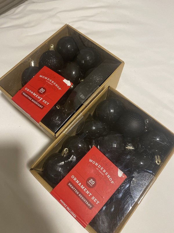 Wondershop Shatter Resistant Black Round Christmas Ornament Set 40 Count