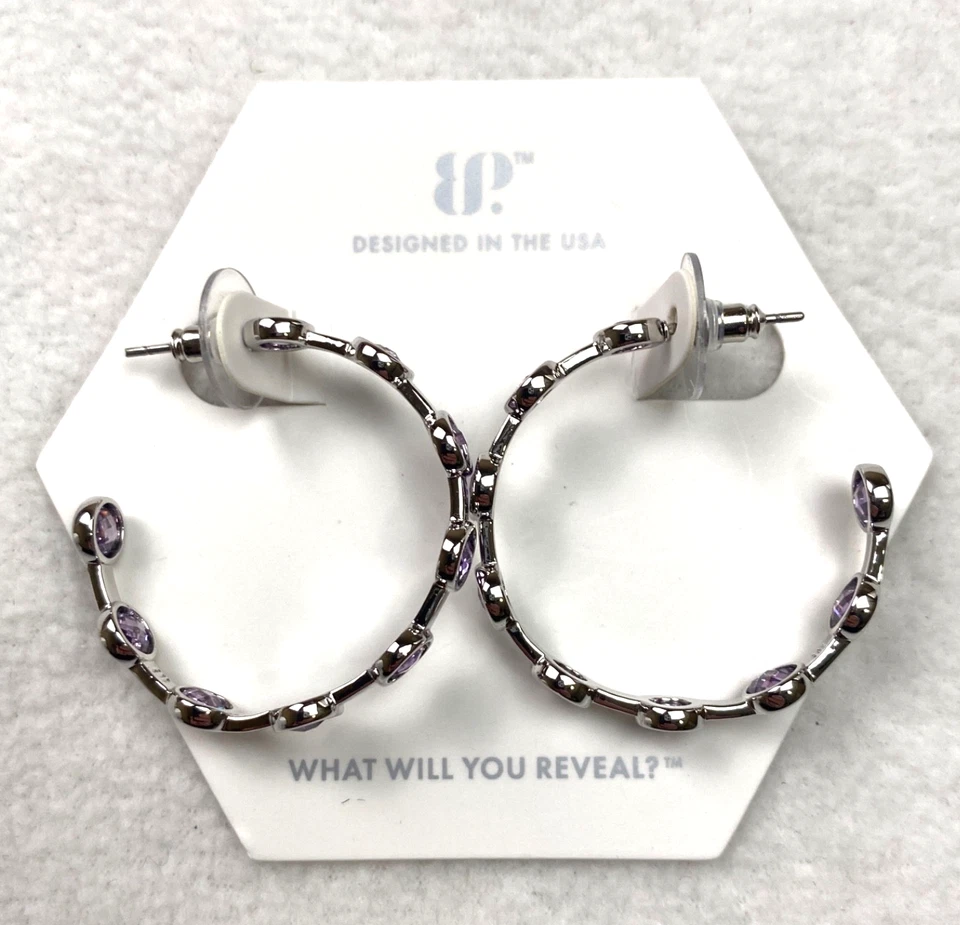 Pendientes de fiesta BP Bomb amatista circonita cúbica chapado en rodio ER73574 NUEVOS CON ETIQUETAS $160 Foto 2 de 4