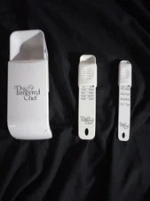Pampered Chef Adjustable Measuring Spoon Cup Set Tablespoon Teaspoon Cup White