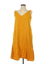 Ragged Size M Casual V-Neck Yellow Dress
