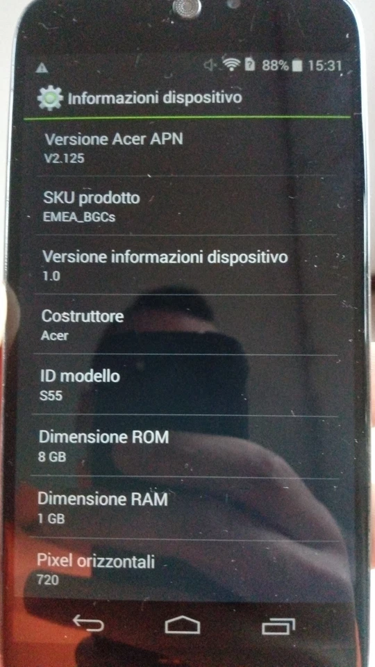 ACER LIQUID JADE S55 SMARTPHONE SCHERMO 5 POLLICI MEMORIA 8GB RAM 1GB FOTO 13MP - Immagine 4 di 4