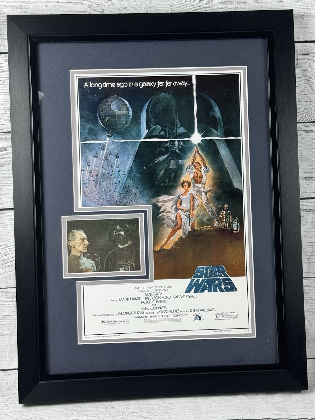 Peter Cushing Autograph Custom Framed Photo with Star Wars Poster Beckett