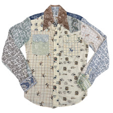 Vintage 1970s Kennington Hidden Mickey Mouse Patchwork Pearl Snap Men's Shirt