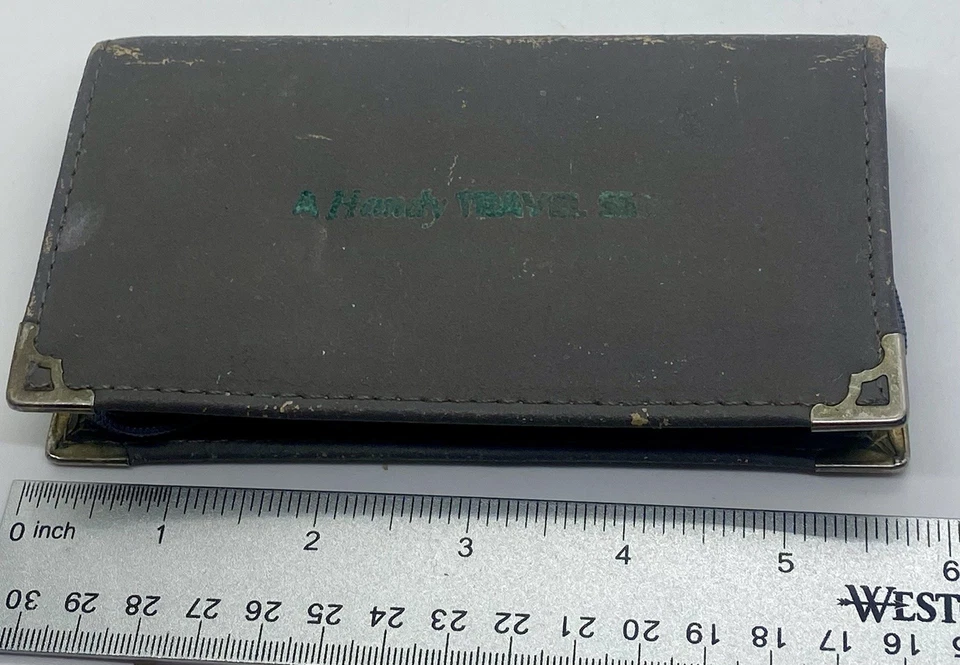 Juego de manicura vintage kit cuero gris estuche con cremallera correo aseo viaje u hogar Foto 3 de 4