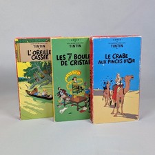 Lot 3 VHS Tintin Français Nelvana Canada 1992 L'Oreille 7 Boules Le Crabe