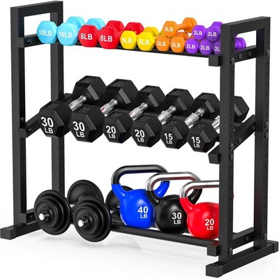3-Tier Adjustable Dumbbell Rack, Weight Rack for Home Gym Storage, Heavy Duty...
