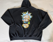 Rick and Morty Hoodie Sweatshirt Mens XL Black Graphic Ripple Junction