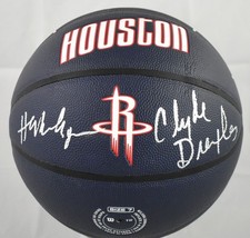 Hakeem Olajuwon Clyde Drexler Signed NBA Wilson City Edition Basketball- Beckett