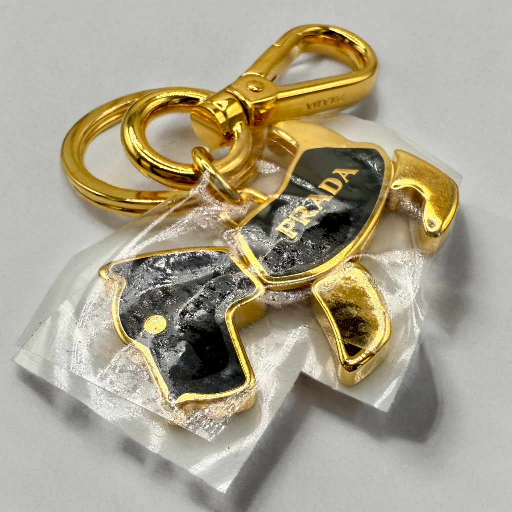 Prada Gold-toned Black Enamel Dog Keychain Key Ring Bag Charm | eBay