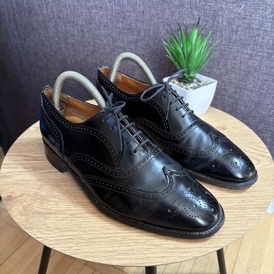 Corniche By Trickers Men's Black Leather Derby Brogues shoes Size UK 7 1/2