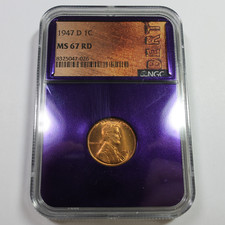 1947 D NGC MS67 RD Red Bert - Lincoln Wheat Penny Cent 1c US Coin #59076B