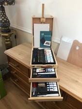 Chevalet d'artiste portable en bois + accessoires