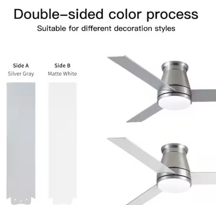 YUHAO Amici 48 in. Indoor Brush Nickel Flush Mount Ceiling Fan, Integrated LED - Image 2 of 4