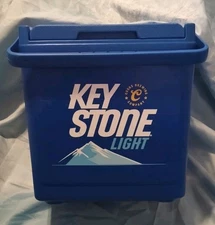 Coleman Party Stacker Keystone Light Cooler Blue Model 6224 15 X 13 X9.5 Inches 