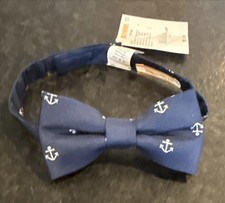 NWT Gymboree Navy Bow Tie With Anchors, Ages 6  Up, Pre-Tied, Hook  Loop