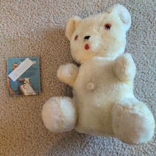 Vintage 14" Stuffed Plush Teddy Bear Wind Up Musical "Rock a Bye Baby" WORKS